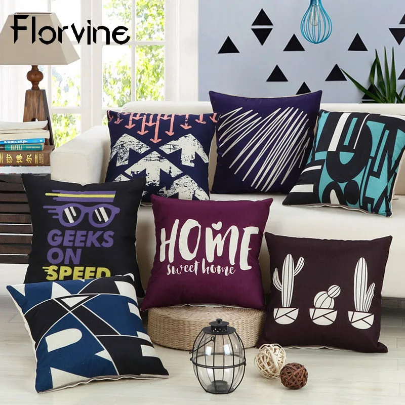

Printing Linen Decorative Pillows Cover For Sofa Home Cushion Cover 45*45 Geometric Chair Pillow Case Nordic Cojines Pillowcase