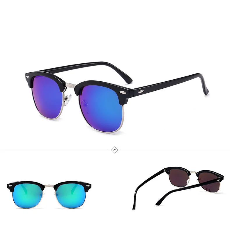 Ywjanp брендовые Дизайнерские мужские классические солнцезащитные очки UV400 зеркало женские солнцезащитные очки мужские женские L просвечивается небольшой Размеры Горячая с плоскими стеклами и половинной рамкой wo Для мужчин - Цвет линз: Black-Blue Green