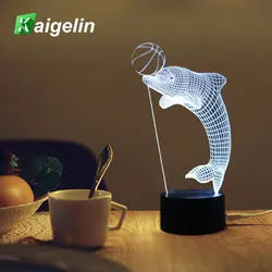 СВЕТОДИОДНЫЙ 3D светодио дный светильник в форме дельфина разноцветный 3D ночник сенсорный переключатель Иллюзия ночники атмосфера