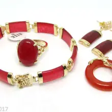 Красивые GP красный драгоценный кулон браслет, серьги, кольцо, комплекты кварцевые изысканные свадебные широкий часы крылья королева