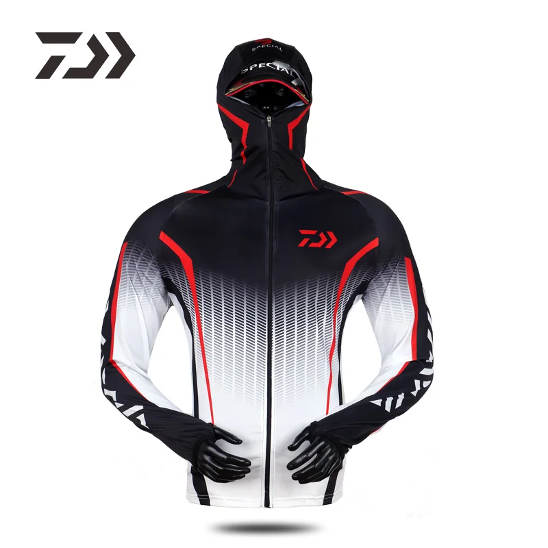 Daiwa Summer Anti-uv Fishing Hooded Men's Professional Clothing Uv Protection Face Neck Breathable Outdoor Fishing Clothes