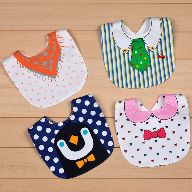 5 Pcs Cotton Waterproof Baby Bibs 2 Sides Print Cartoon Pattern Saliver Towel 0-3 Baby Feeding Bibs For Boys Girls Baby Care (20)