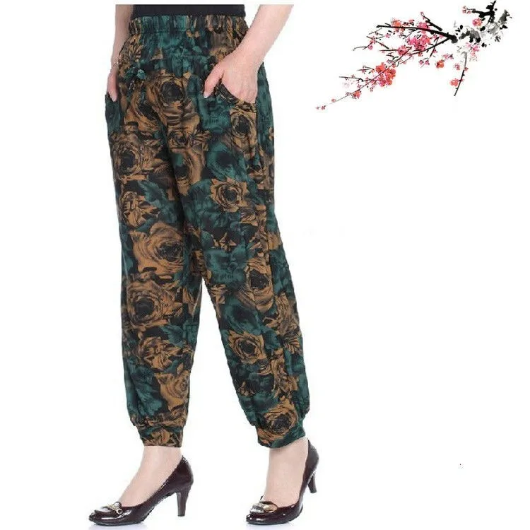 

Summer Pant Print Casual Trousers Women Loose Pant Retro Style High Waist Trousers 2019 New
