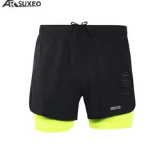 ARSUXEO 2 в 1 Мужские шорты для бега дышащая сетка для активных тренировок спортивные шорты для бега Homme спортивные шорты