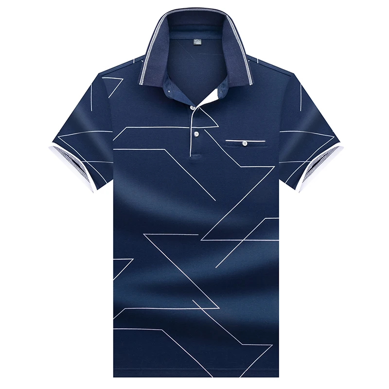 Высокое качество, топы и футболки, мужские рубашки поло, деловые мужские бренды рубашек-поло, 3D вышивка, отложной воротник, Мужская рубашка поло 8308 - Цвет: 8308 blue