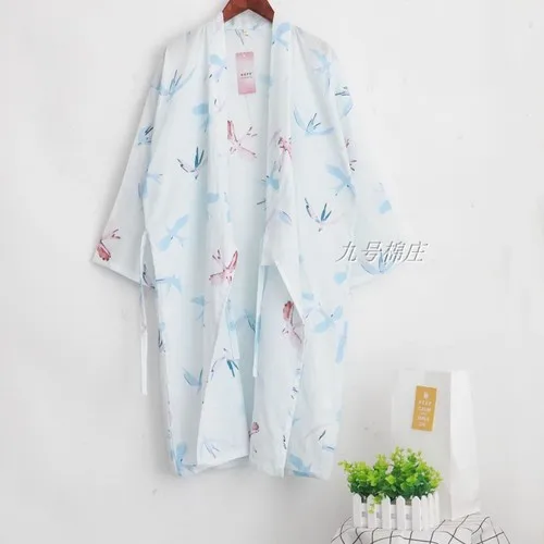Халаты женские хлопковые двойные газовое кимоно Ночная рубашка Милые простые натуральные свободные тонкие большие размеры домашний банный халат женские s пижамы мягкие - Цвет: 1