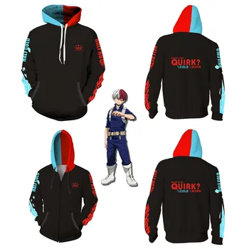 

My Hero Academia Todoroki Shoto Sweatshirts Jackets Cosplay My Hero Academia Hoodies 3D printed zip-up hoodies sport sweater