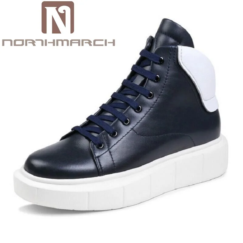 

NORTHMARCH New Winter Casual Men Shoes Fashion Trends Lace-Up Breathable Flat With High Top Leather Shoes Personality Martin