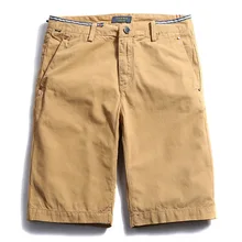 Мужские шорты-карго Бермуды, Классический крой, хлопок, длина до колен, повседневные, одноцветные, короткие шорты размера плюс, шорты с плоской передней частью