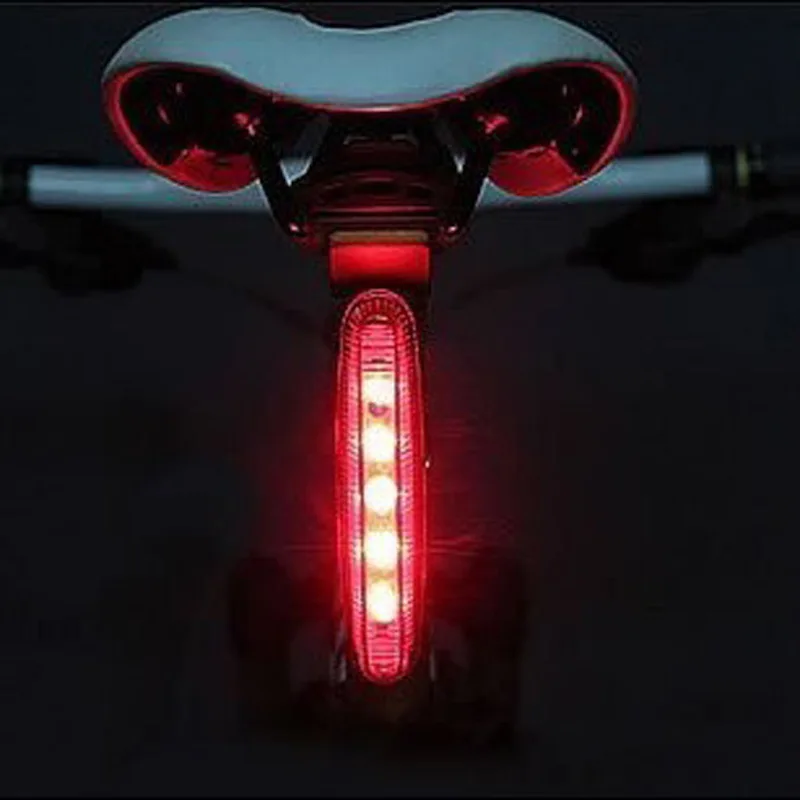 Bike Warning Flashing Lights Bicycle 5 LED Rear Tail Light Cycling Red