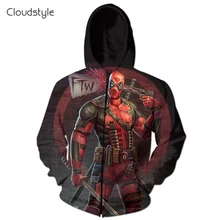 2017 neue Ankunft Deadpool Hoodie Reißverschluss Amerikanischen Comic Badass Deadpool Sweatshirt Oberbekleidung Harajuku 3D Hoodies Anime Größe M-XXL