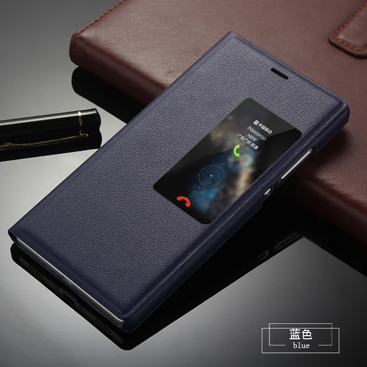 Роскошный флип-чехол из искусственной кожи для huawei P9 Plus, Стильный чехол с окошком для P8, деловой мобильный телефон, умный флип-чехол