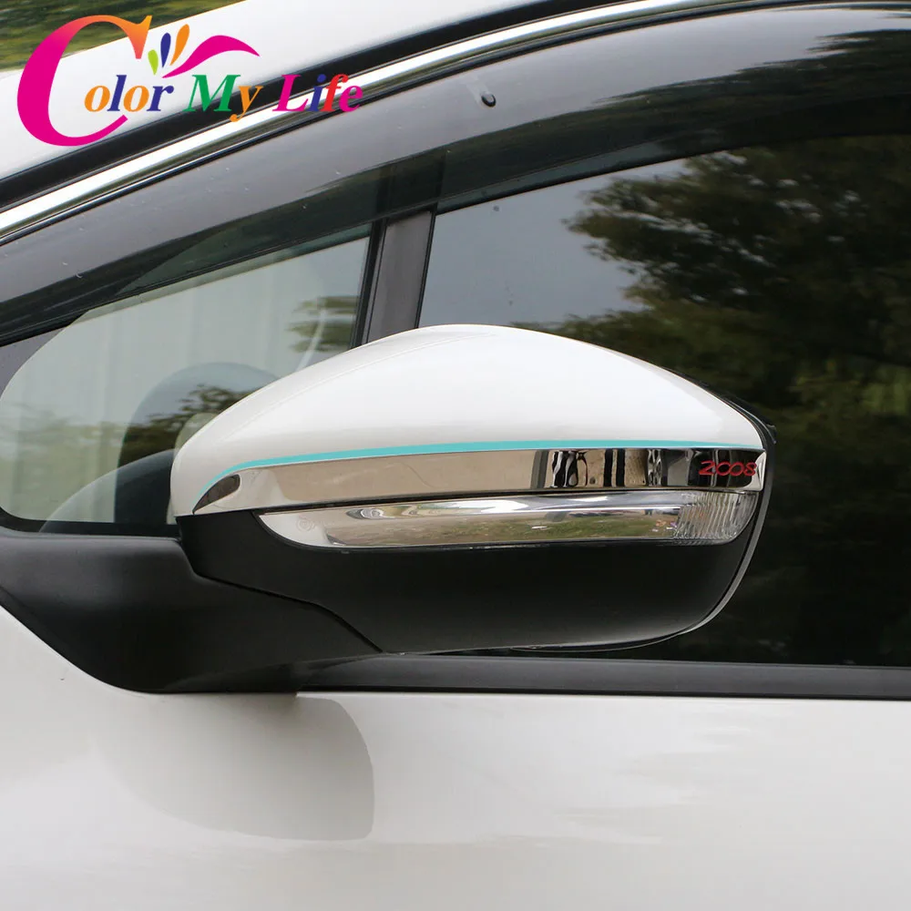 

Color My Life Car RearView Mirror Rear-view Backup Protection Strips Trim Cover Sticker for Peugeot 2008 2014 - 2017 Accessories