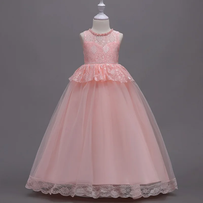 

Holapinna Flower Girls Long Wedding Dress Kids Formal Maxi Dress Costume Party Children Princess Lace Dress Birthday Party 4-14Y