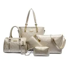 Bolso de las mujeres Grandes de La Manera Bolsas Femininas Bolsas de Mensajero Bolsas de Hombro Bolso Monedero de La Cartera de Lujo de Las Mujeres de LA PU de Cuero 6 Unidades Set