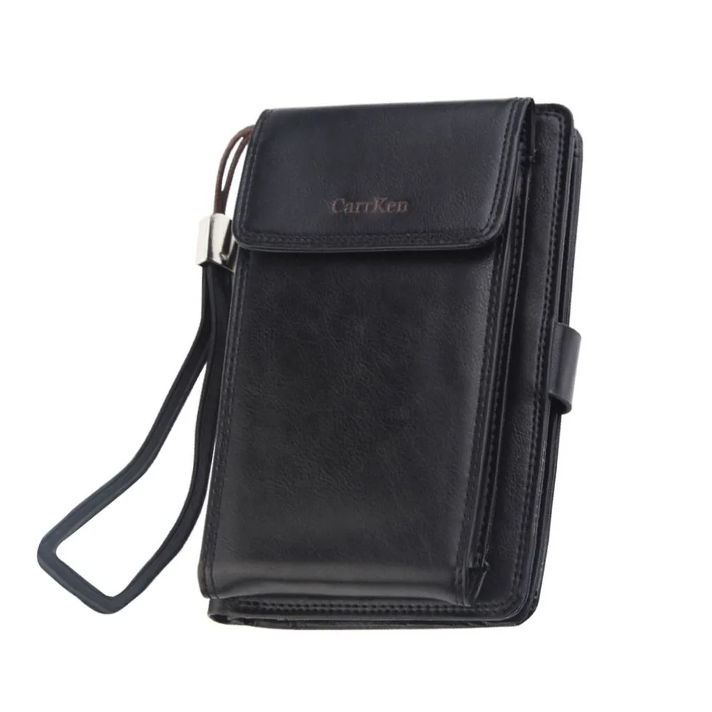 

OCANDIAN Wallets Pu Men Clutch Wallet Male Card Holder Long Zipper Around Travel Purse With Passport Holder Phone Case 20.DEC.14