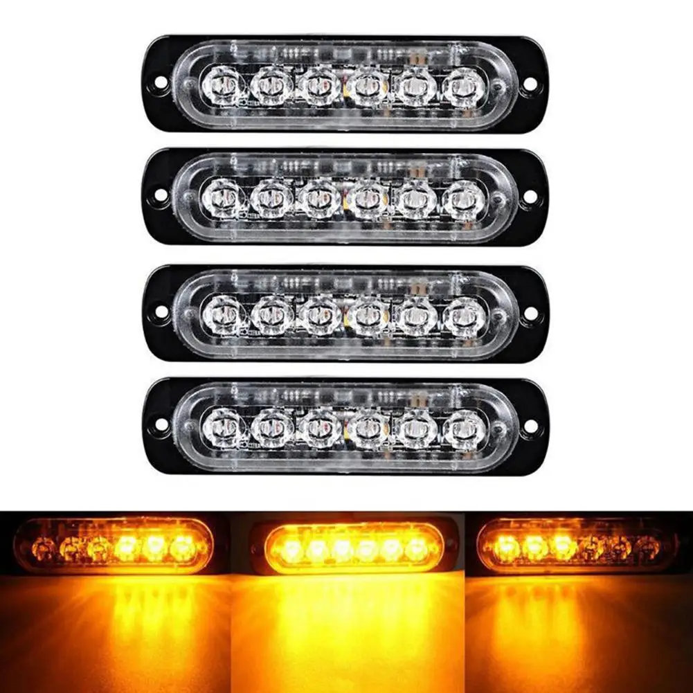 4 шт. 6LED 12V 24V 18W желтый (желтый) + белый аварийного автомобиля грузовика