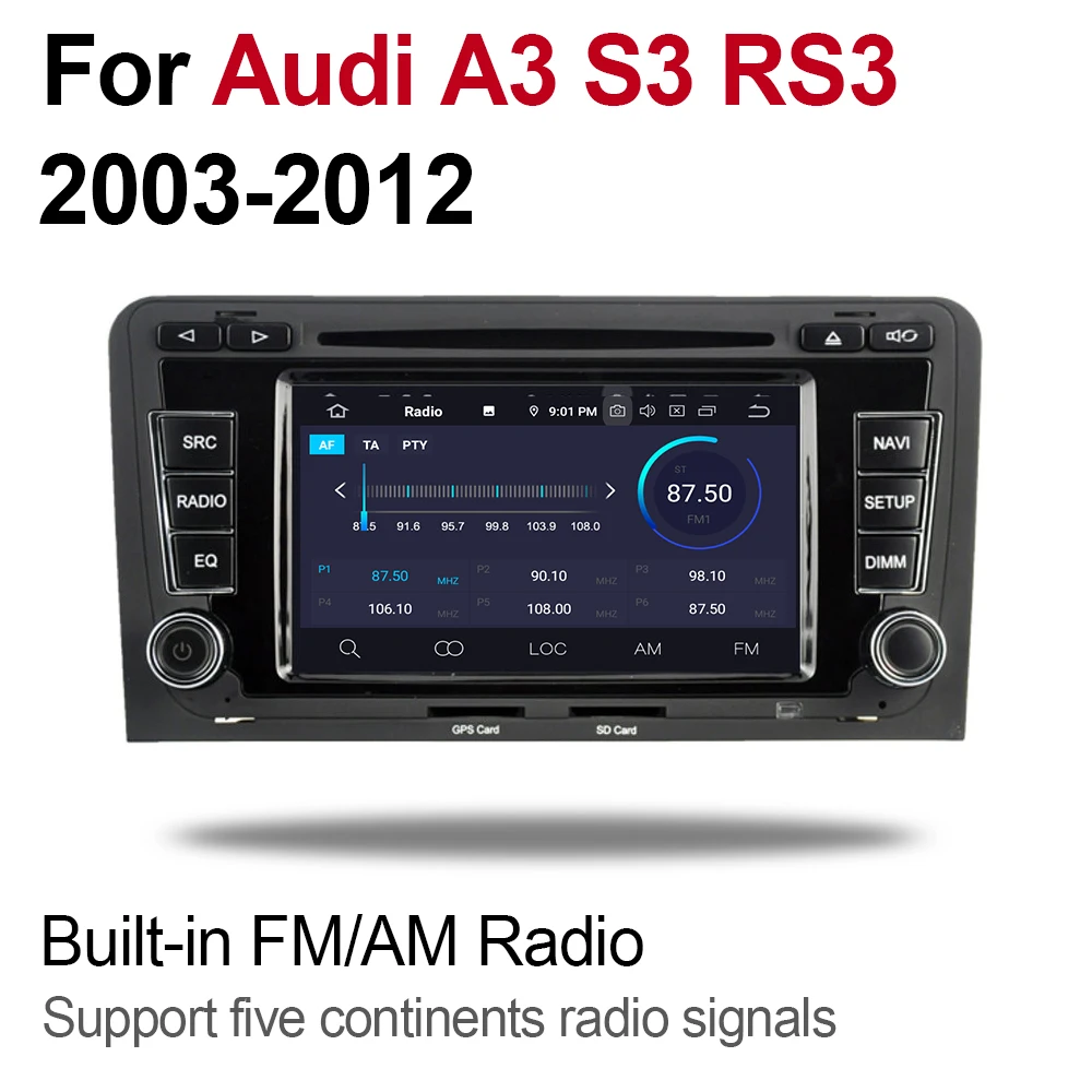 Perfect 2 Din Car Multimedia Player Android 9 Auto Radio For Audi A3 S3 RS3 8P 2003~2012 MMI DVD GPS 8 Cores 4GB 32GB Bluetooth WIFI MAP 4
