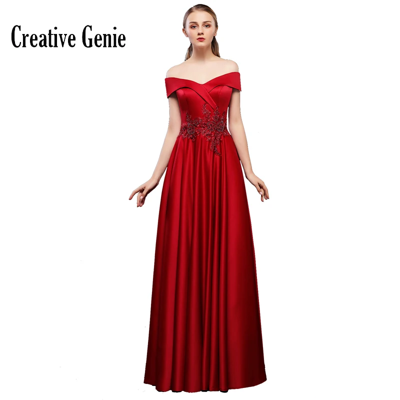 Атласные красные вечерние платья прямой рукавов с открытыми плечами пикантные женские Новое поступление плюс размеры вечернее платье