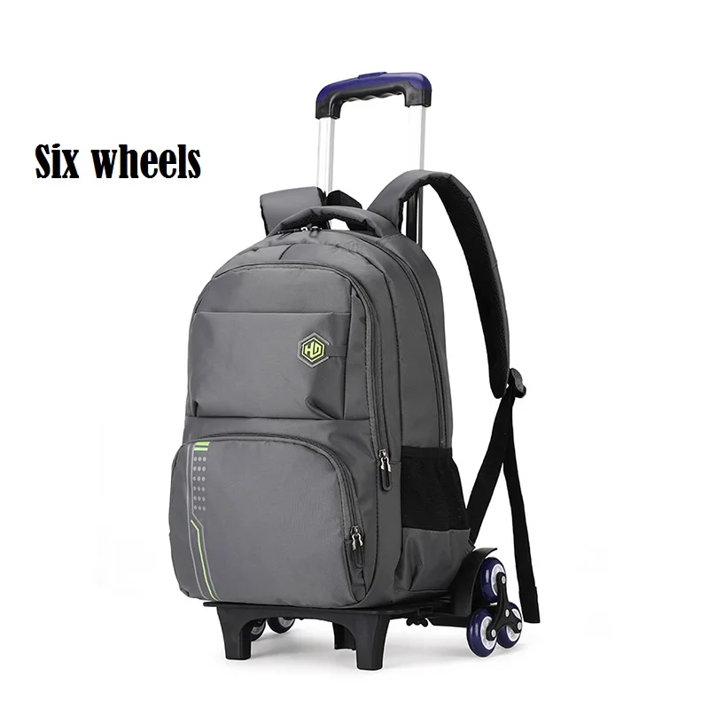 Школьные сумки на колесиках Mochila Escolar Plecak Szkolny нейлон Mochilas Escolares водонепроницаемый рюкзак для мальчиков Zaino Scuola - Цвет: Six wheels