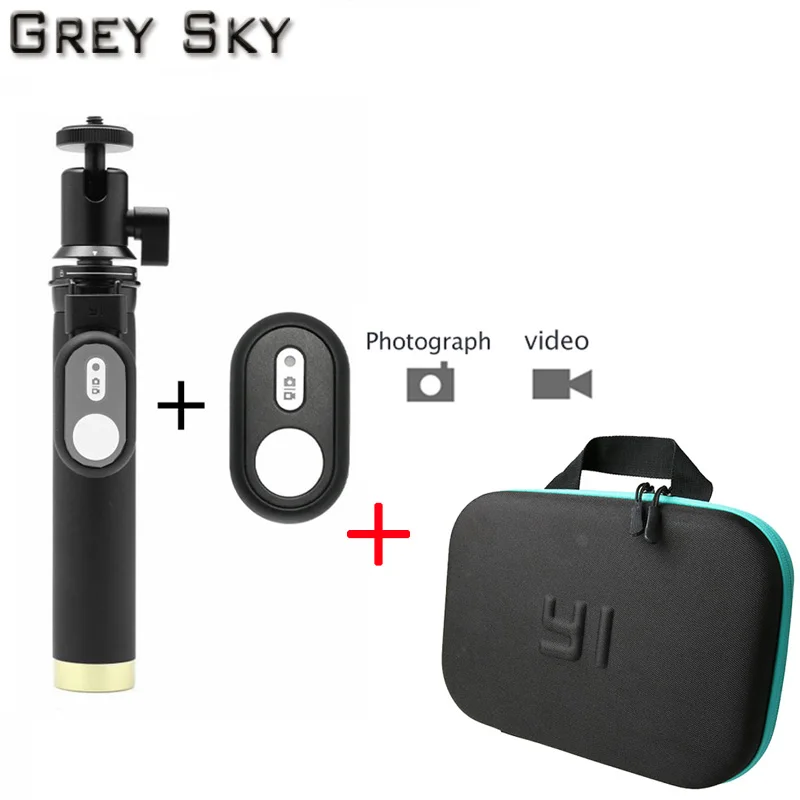 

Carrying Case EVA Box Storage Bag + selfie stick monopod for Xiaomi Yi 4k 2 xiaoyi Sport Action Camera Accessories