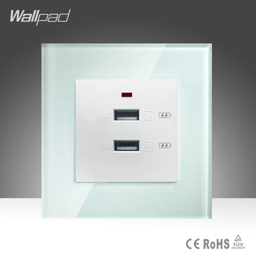 

Double 3.0 Usb Socket Wallpad White Crystal Glass Phone Charger 3.0 Double 2 Ports USB Socket Fast Quick Charging Free Shipping