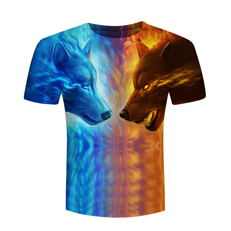 Wolf 3D T Shirts Fire and Ice