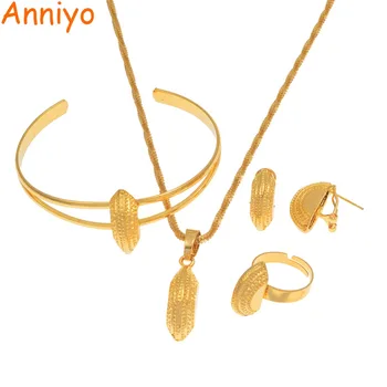 

Anniyo New Ethiopian Jewelry Sets for Child Girls Kids Necklaces Earring Ring Bangle Gold Color African Eritrea Habesha #164506