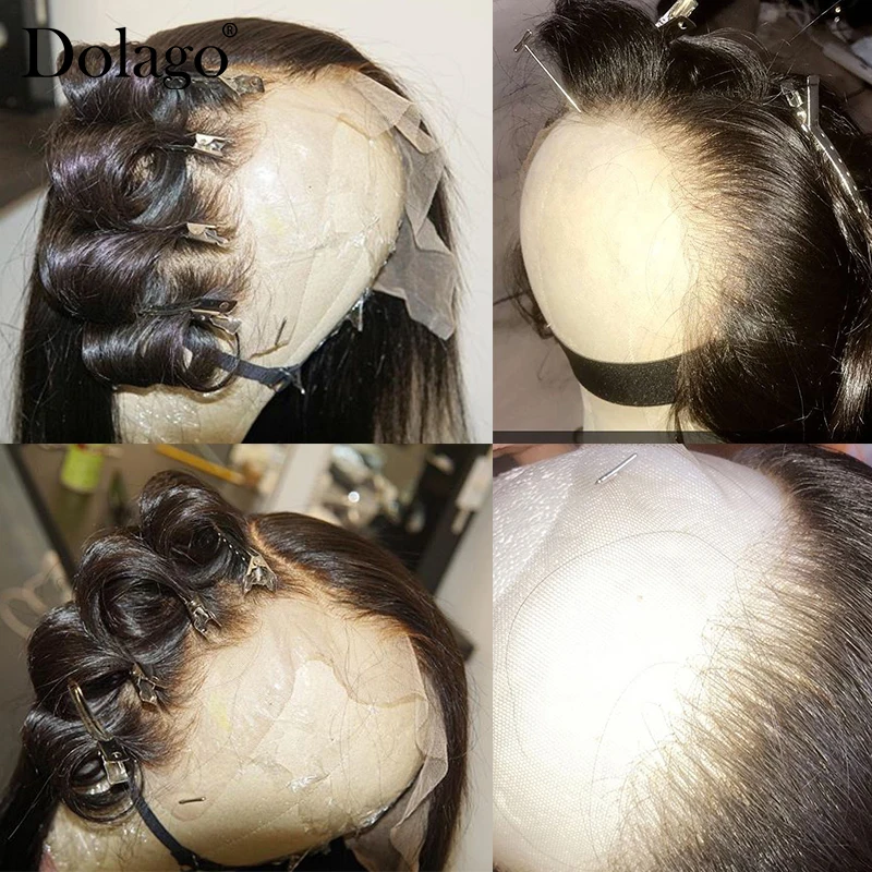 Прозрачные парики на кружеве волнистые бразильские человеческие волосы парики с детскими волосами предварительно выщипанные натуральные черные 130% волосы remy Dolago