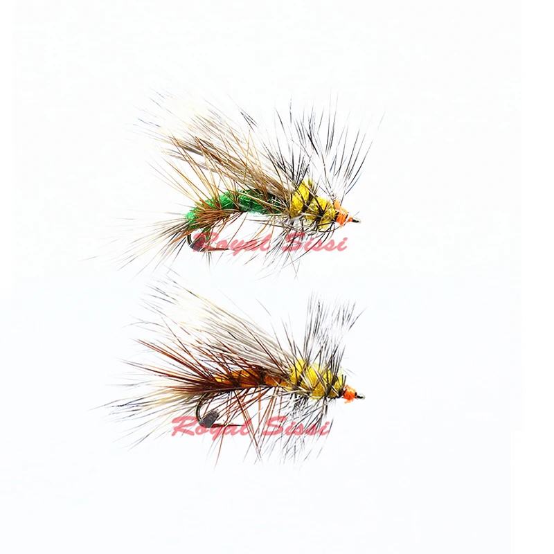 Royal Sissi classic 4pcs 14#stimulator dry flies trout nymph fly fishing flies 2optional colors surface water stonefly adult fly