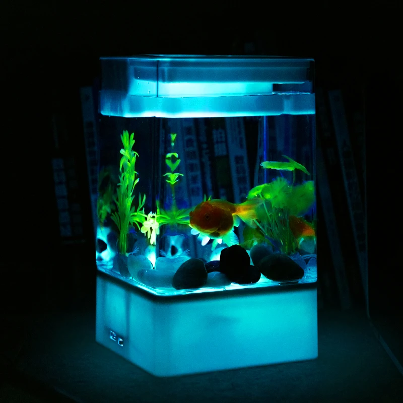 Multicolour Fish Tank With Led Light Usb Mini Small Acrylic