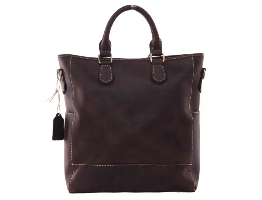 Rockcow Crazy Horse кожа ноутбука Портфели мужская сумка Crossbody сумка 9097 - Цвет: Dark Brown