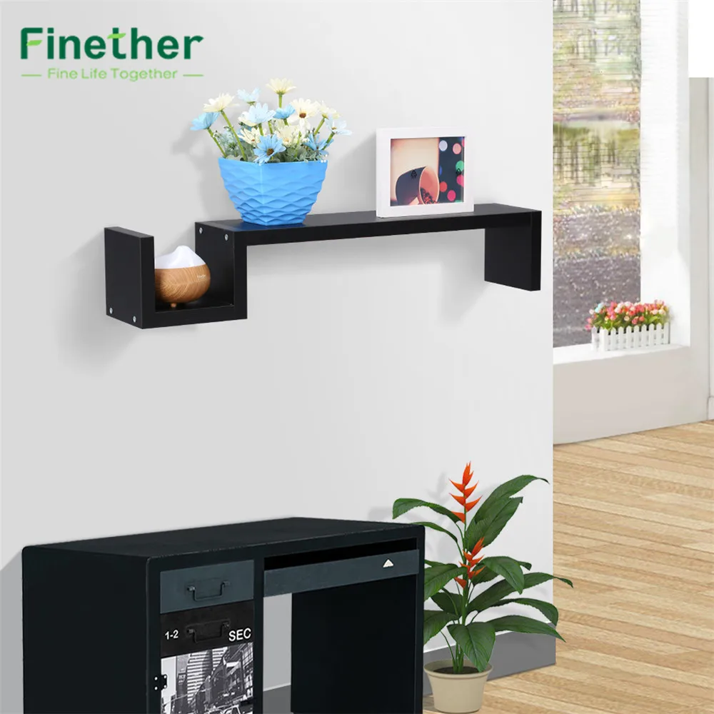 Finether Современная s образная плавающая настенная полка книжная дисплей стеллаж