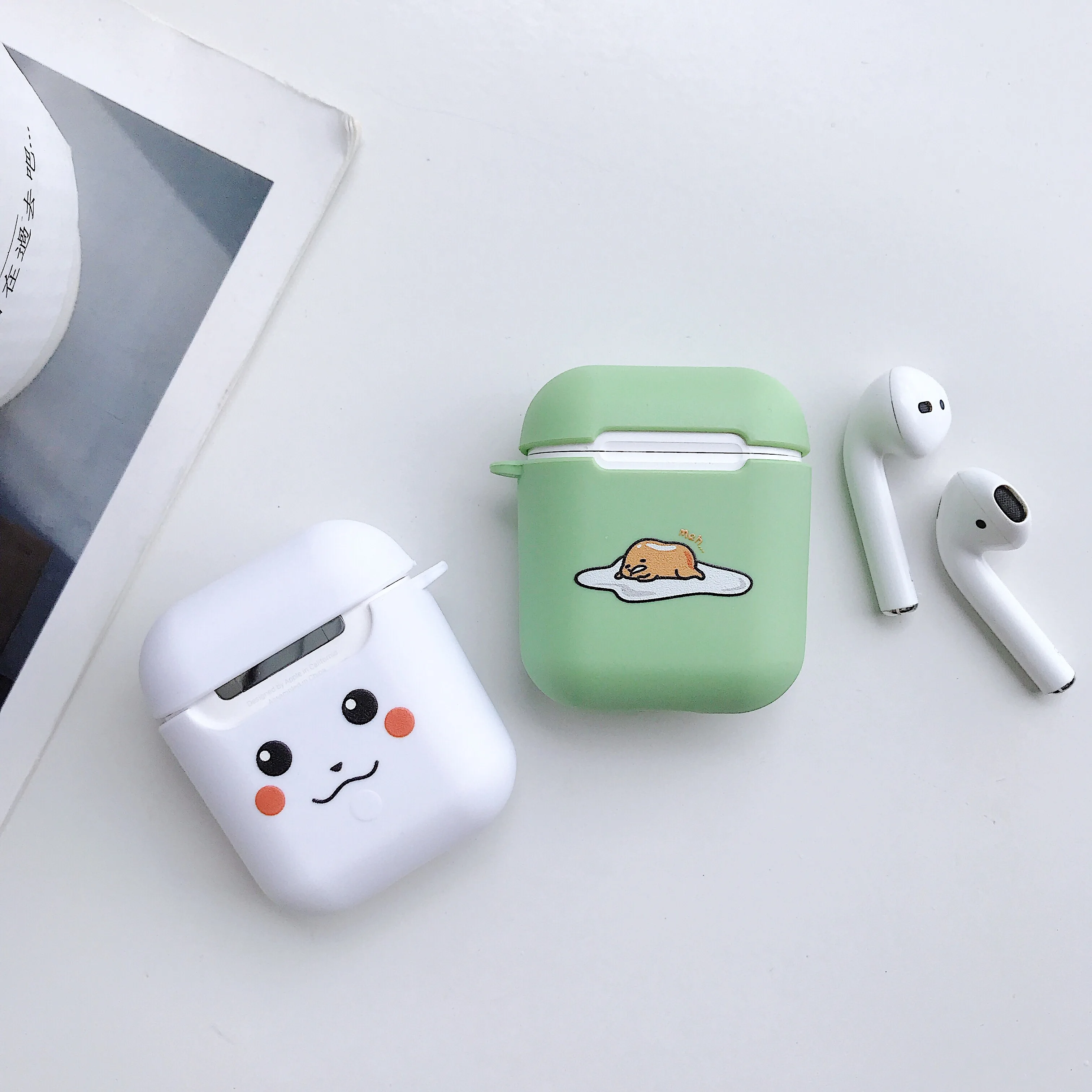 Силиконовые сумки для Air Pods лимонный арбуз Авокадо Фрукты кошка лапа собака корги мультфильм чехол для Airpods беспроводной Bluretooth наушники