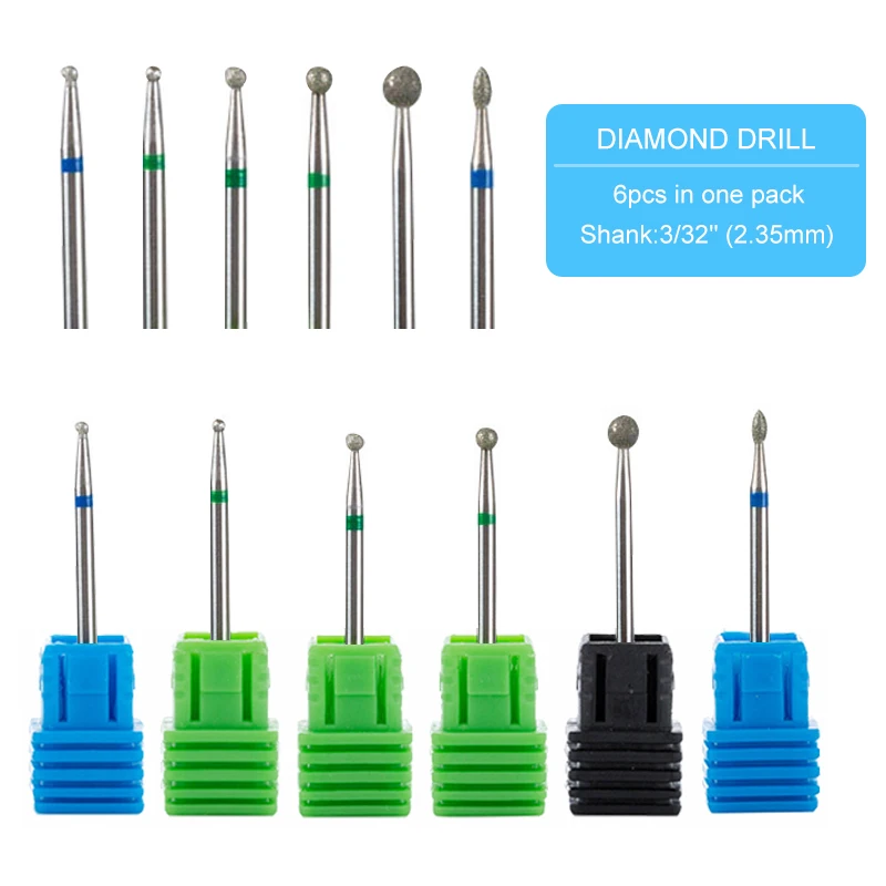 

LadyMisty 7 Type Diamond Ceramic Nail Drill Bit Cuticle Clean Remove Rotary Electric Mill Machine Manicure Nail File Cutter Tool
