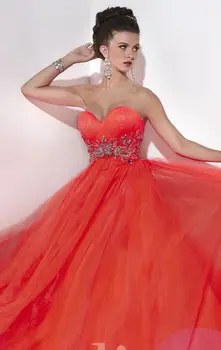 

2016 Sexy Evening Dresses Sweetheart A Line Crystal Red Fuchsia BlueTulle Made In China Long Prom Party Dresses