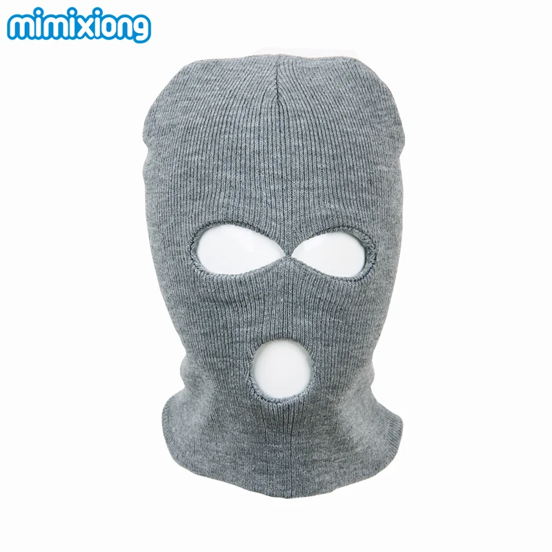 Вязаная балаклава для ребенка зимняя маска для детей теплые шапки ветрозащитная шапка для малышей лыжная маска для лица черный серый