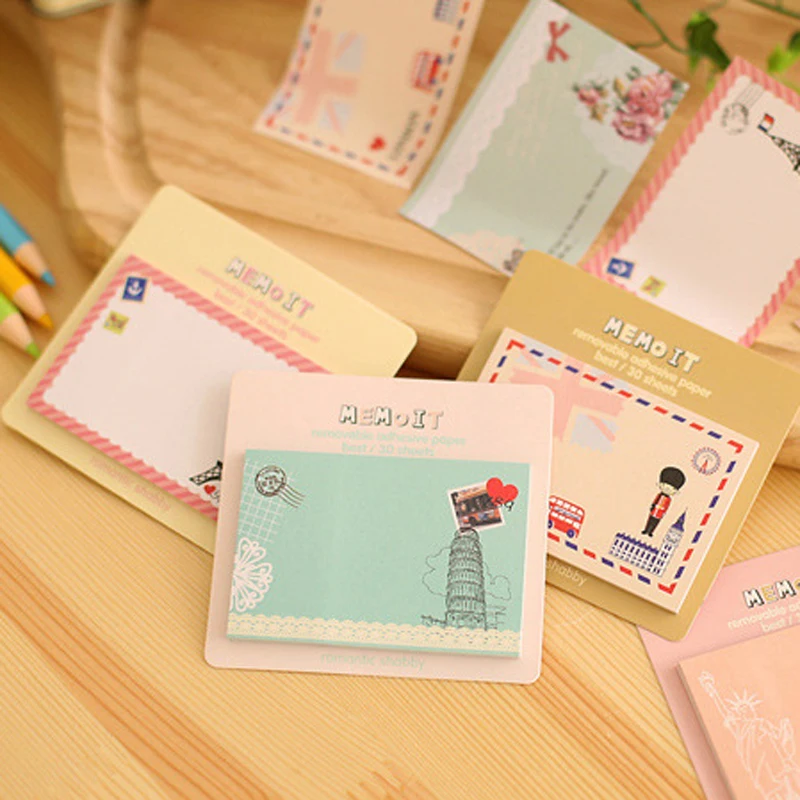 

8pcs/lot New Creative Cute Memoit Europe United States Convenient Note Stickers Removable Adhesive Paper Posted Message Stickers