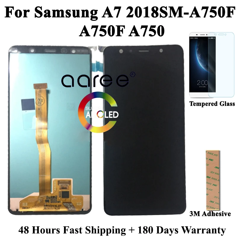 Супер AMOMLED ЖК-дисплей для samsung A7 A750 ЖК-дисплей A750 для samsung A750F A7 ЖК-экран сенсорный дигитайзер сборка