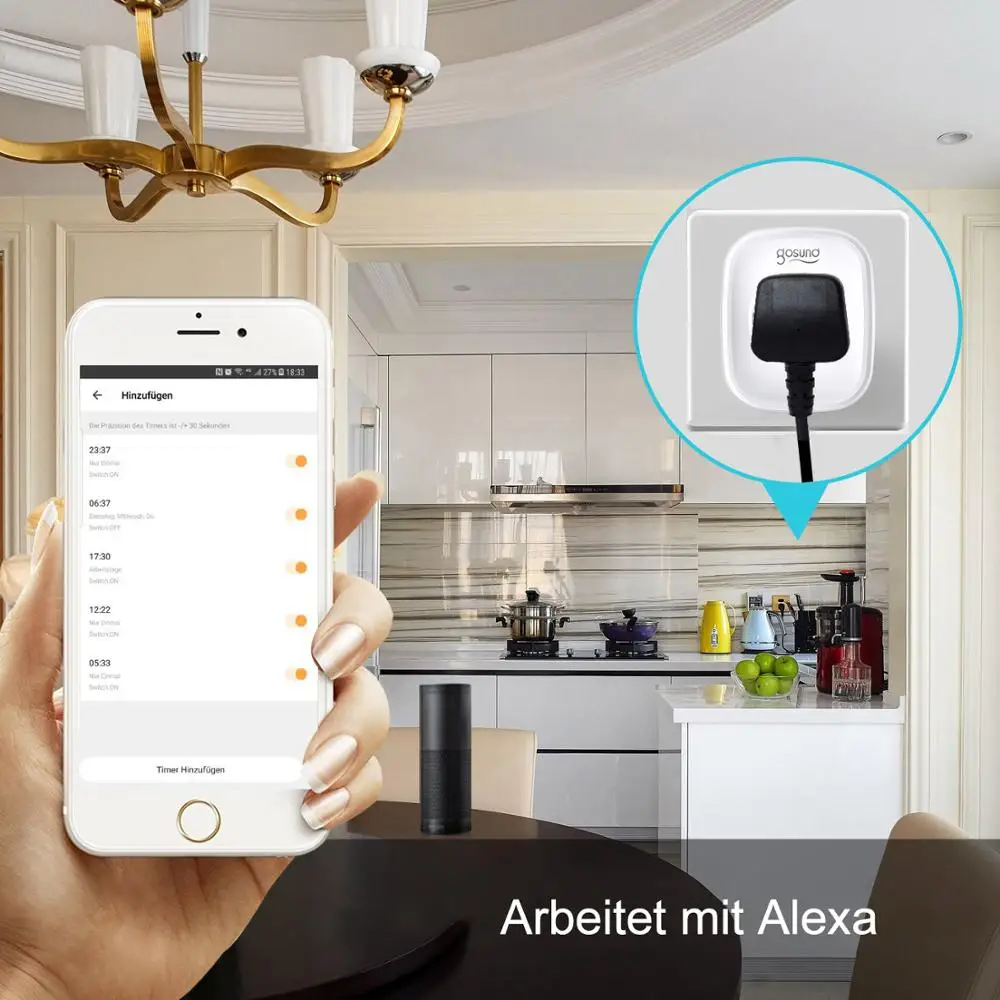 В Европу в Россию умная розетка gosund plug Alexa управление таймером мощность 16А