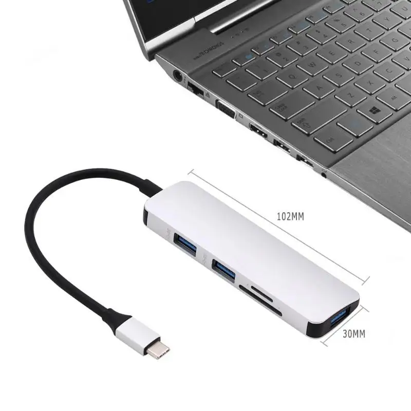 Алюминиевый сплав Тип usb-C концентратора Тип-C до 3 Порты USB 3,0 SD/TF Card Reader адаптер кабель для Mac Windows ноутбука Высокое качество