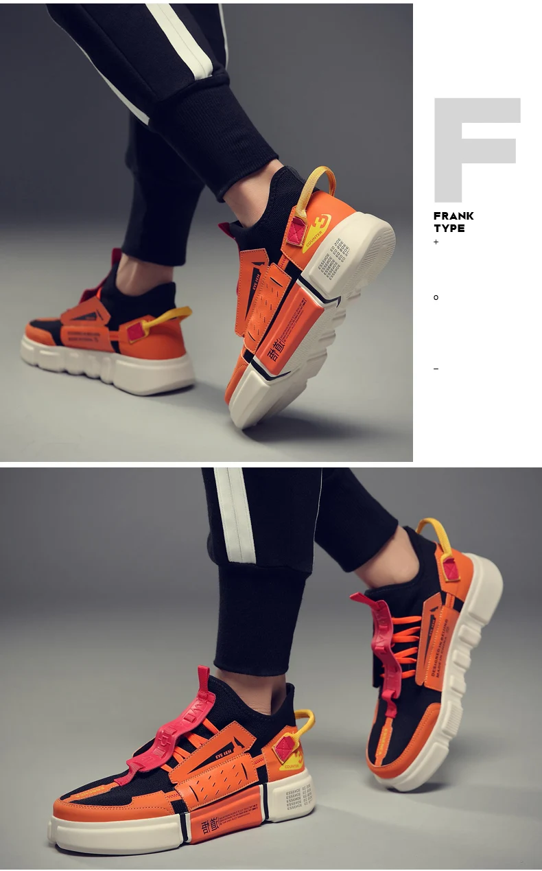 Vintage Orange Running Shoes for Men Jogging Shoes Mesh Light Breathable Man Sports Shoes Colorful Male Walking Sneakers