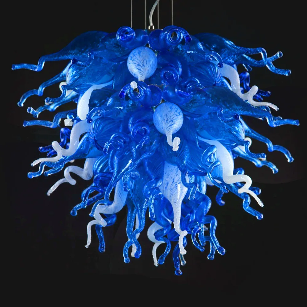 

Blue and White Glass Chandelier Flush Mounted LED Handmade Blown Glass Chandelier Light Murano Glass Chandeliers China Factory