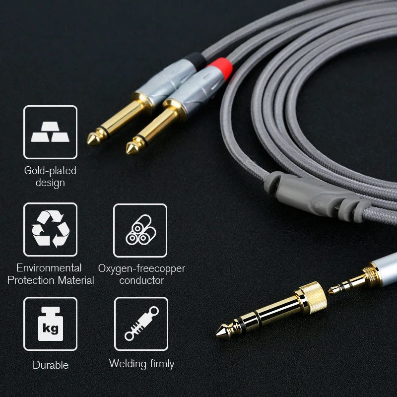 Soundking Aux cable 3.5/6.35mm jack to 2*6.35 jack audio cable male to male 3.5 adapter plug for Am