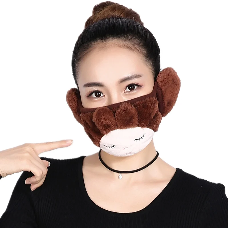 Brown Cotton Earmuff Lovely Sleep Rabbit Winter Warm Unisex Ear Muff