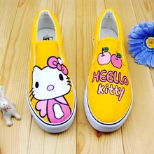 

Lovely woman shoes cartoon anime Doodle pedal shoes 2018 summer breathable canvas hand painted Shoes Woman Shoes woman