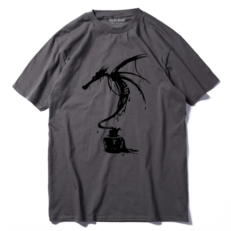 

COOLMIND QI0224A street syle summer o-neck men T shirt top quality loose 100% cotton short sleevve cool printed men Tshirt