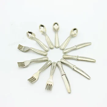 

wholesale 1:12 dollhouse miniature Mini knife fork spoon Kitchen toy match for New collectible Gift 2018