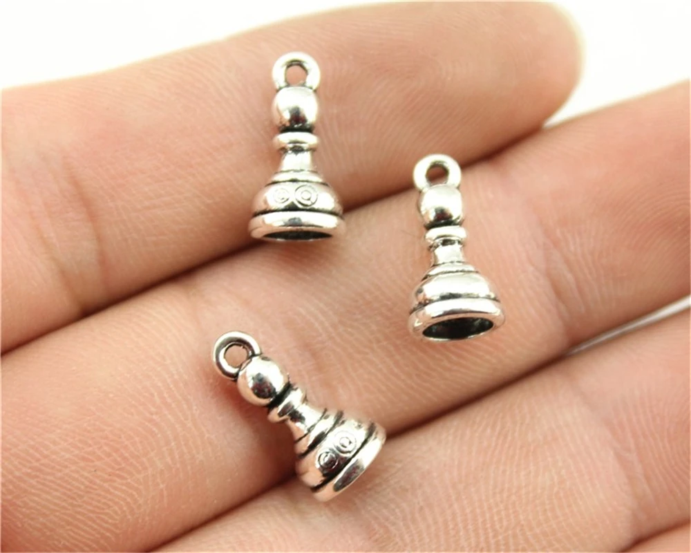 

WYSIWYG 15pcs 14x8mm 2 Colors Antique Silver, Antique Bronze Plated Chess Charms Chess Pawn Charms Pawn Chess Charms