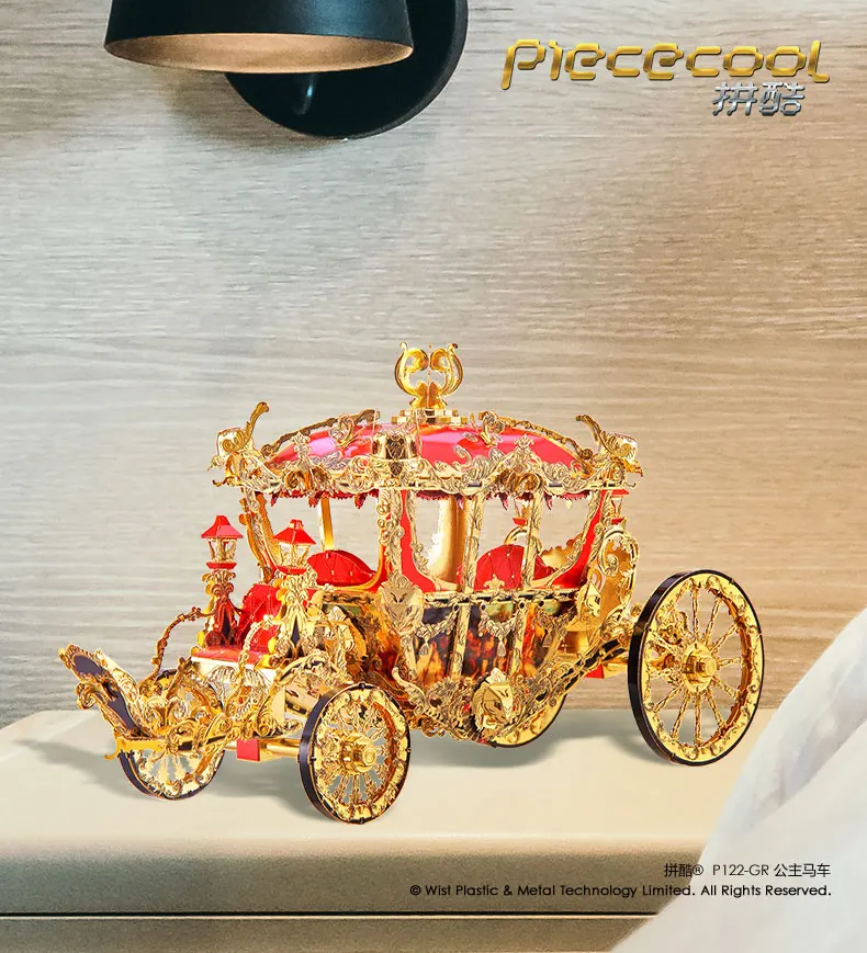 Quebra-cabeça de Metal a Princesa Modelo de Transporte Corte a Laser Presente para Crianças Piececool Faça Você Mesmo Montar Jigsaw Brinquedo Desktop Decoração 3d 5 Piececool 3d quebra cabeça de metal a
